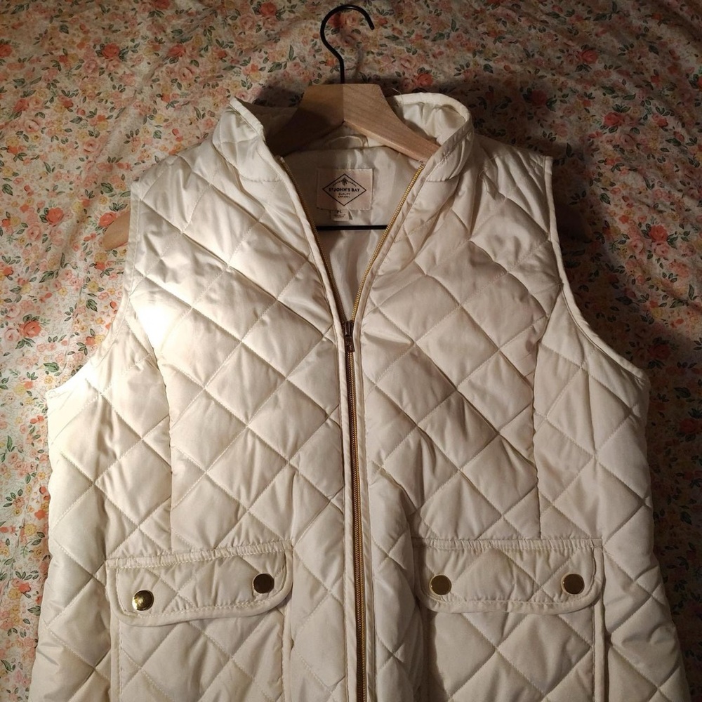 St. John's Bay Quilted Ivory Vest